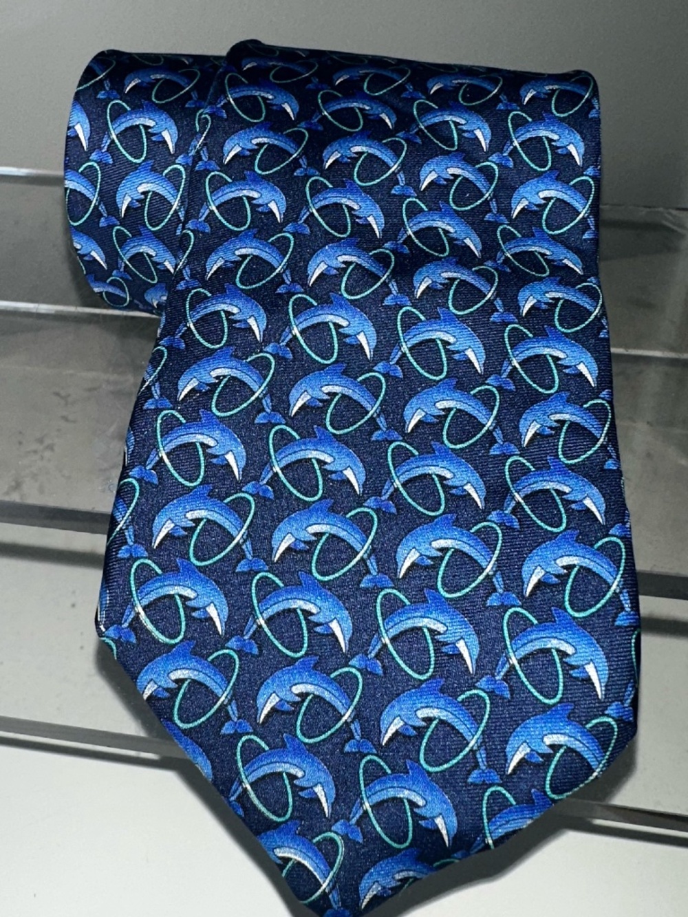 Brooks Brothers Makers Silk Blue Dolphin Neck Tie